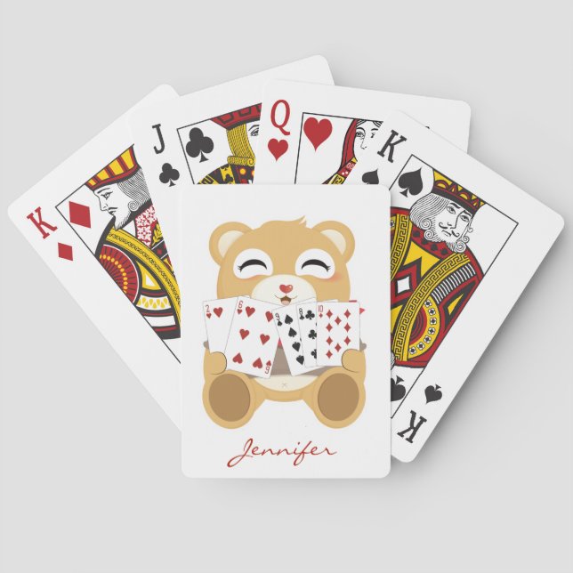 Cute Smiling Baby Bear Playing Cards (Back)