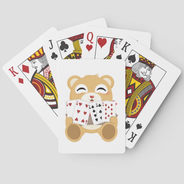 Cute Smiling Baby Bear Playing Cards (Back)