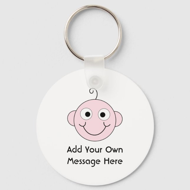 Cute Smiling Baby. Custom Text. Keychain (Front)