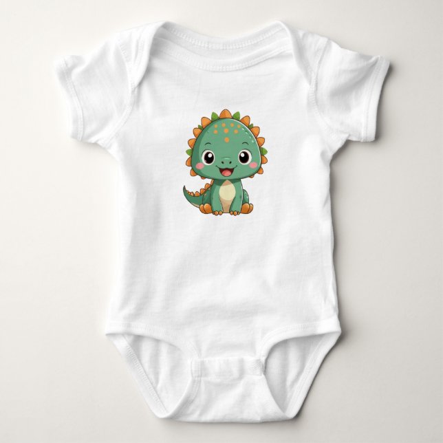 Cute Smiling Baby Dinosaur Bodysuit (Front)