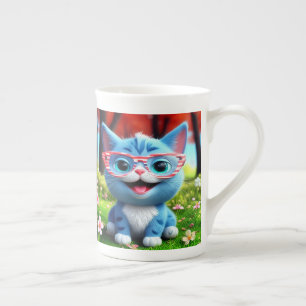 Cute Smiling Blue Kitten-55665 Bone China Mug