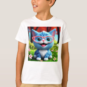 Cute Smiling Blue Kitten-55665 T-Shirt