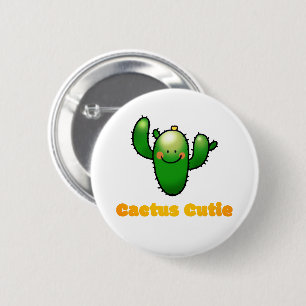 Cute Smiling Cactus Illustration 2 Inch Round Button
