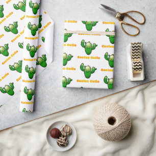 Cute Smiling Cactus Illustration Wrapping Paper