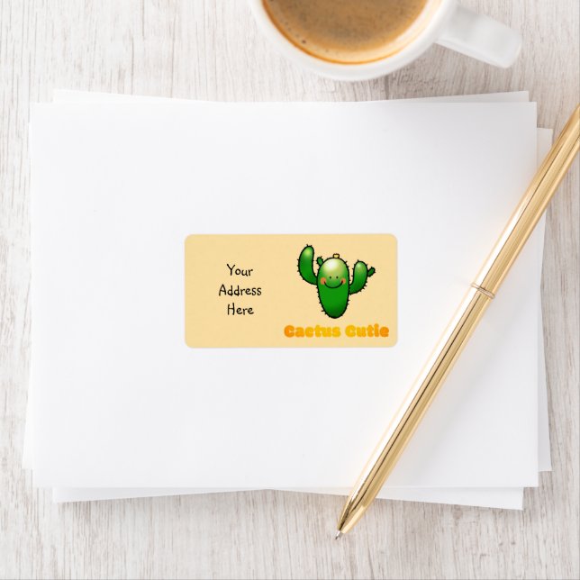 Cute Smiling Cactus (return address) Label (Insitu)