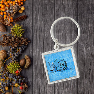 Cute Smiling Cartoon Blue Snail Keychain
