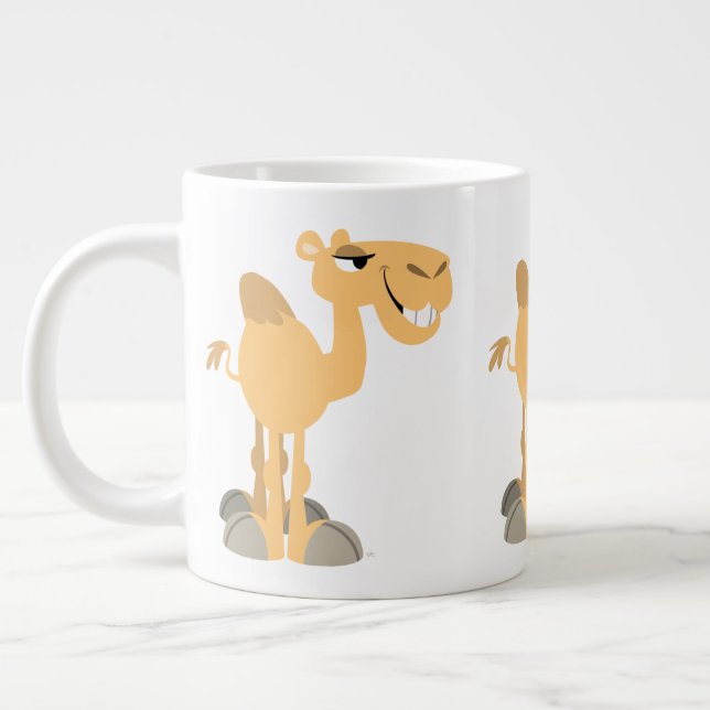 Cute Smiling Cartoon Camel Large Coffee Mug (Left)