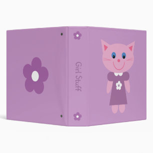 Cute Smiling Cartoon Character Cat Lilac Binder