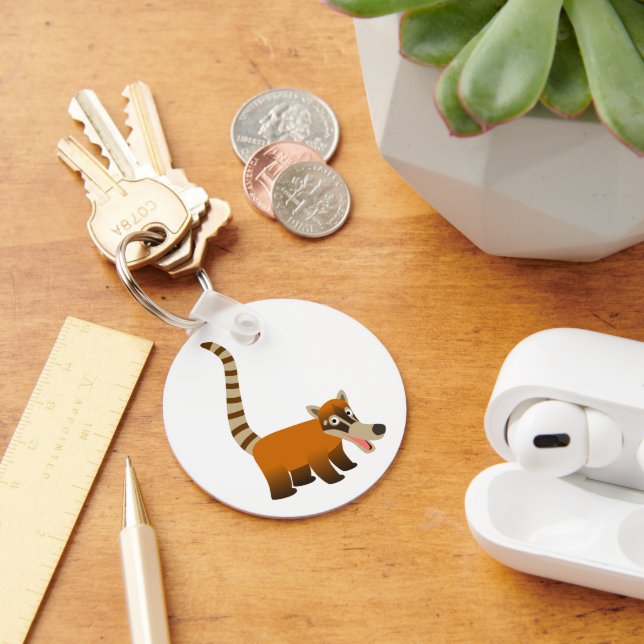 Cute Smiling Cartoon Coatimundi Keychain (Desk)