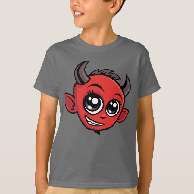 Cute Smiling Cartoon Devil T-Shirt (Front)