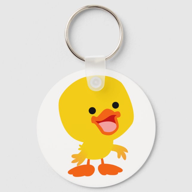 Cute Smiling Cartoon Duckling Keychain (Front)