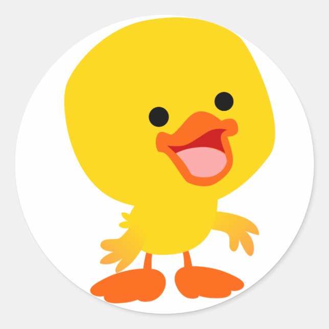 Cute Smiling Cartoon Duckling Sticker (Front)