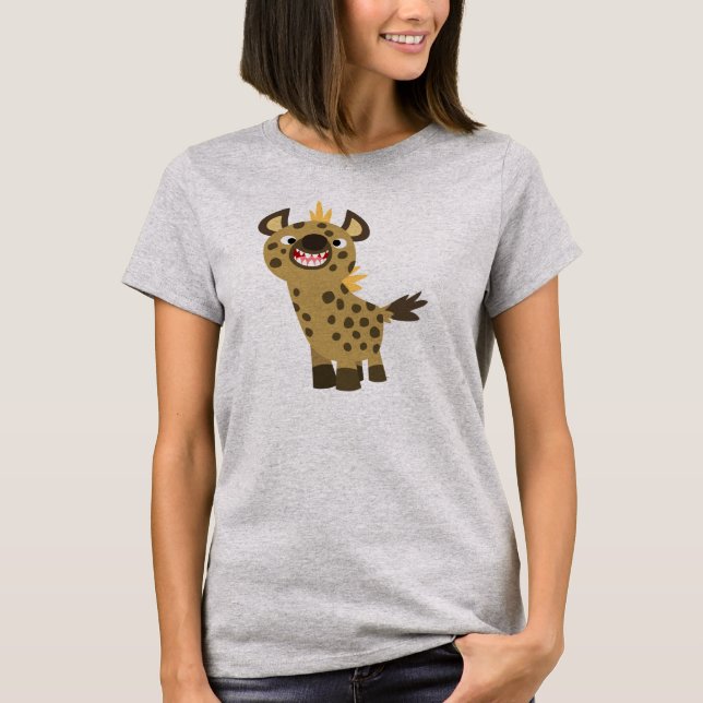 Cute Smiling Cartoon Hyena Women T-Shirt (Front)