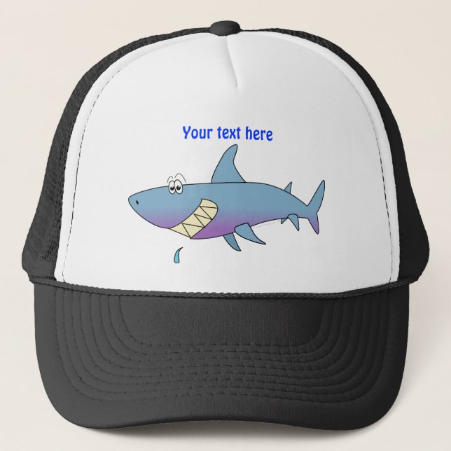 Cute Smiling Cartoon Shark Customizable Template Trucker Hat (Front)