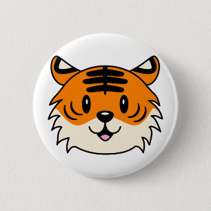 Cute Smiling Cartoon Tiger 2 Inch Round Button