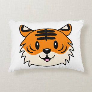 Cute Smiling Cartoon Tiger Accent Pillow