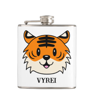 Cute Smiling Cartoon Tiger Hip Flask