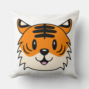 Cute Smiling Cartoon Tiger Throw Pillow