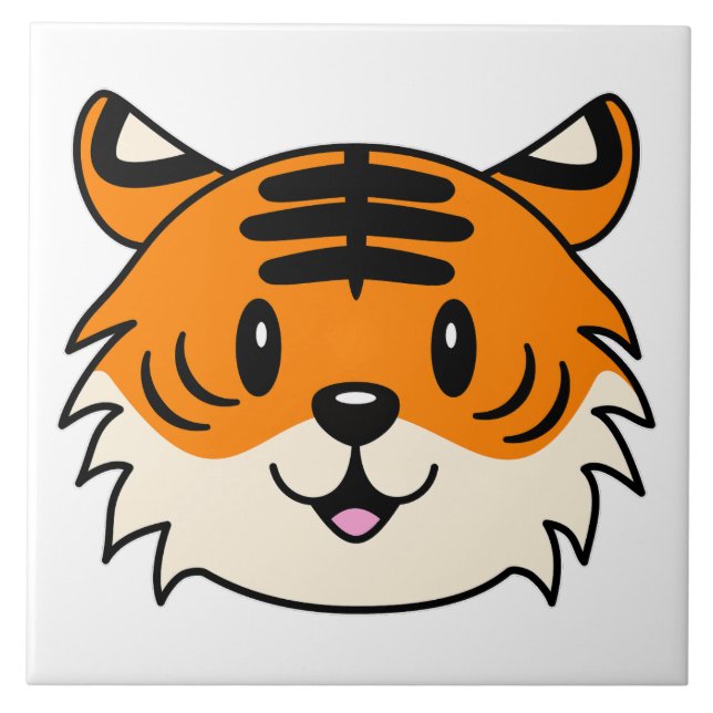 Cute Smiling Cartoon Tiger Tile (Front)