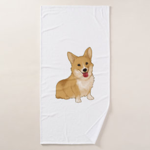 Cute smiling corgi  bath towel