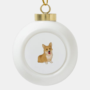 Cute smiling corgi ceramic ball christmas ornament