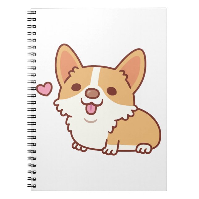 Cute Smiling Corgi Dog Notebook (Front)