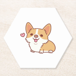 Cute Smiling Corgi Dog Paper Coaster