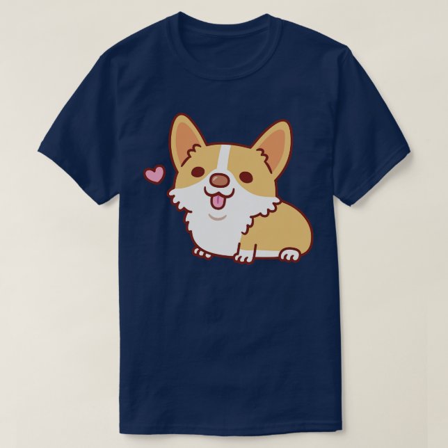 Cute Smiling Corgi Dog T-Shirt (Design Front)