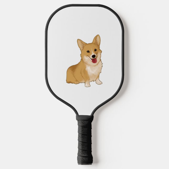 Cute smiling corgi  pickleball paddle (Front)