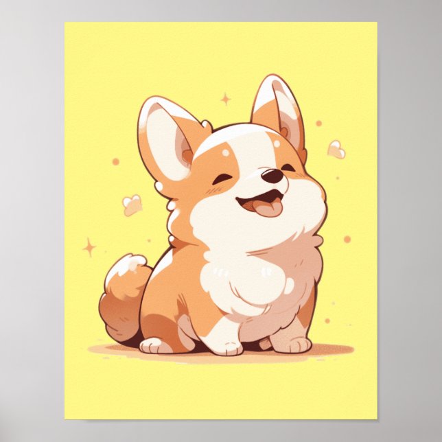 Cute Smiling Corgi -  Poster (Front)