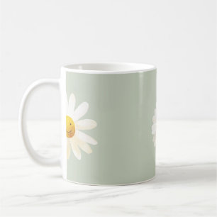 Cute Smiling Daisy Pattern Happy Floral Spring Coffee Mug