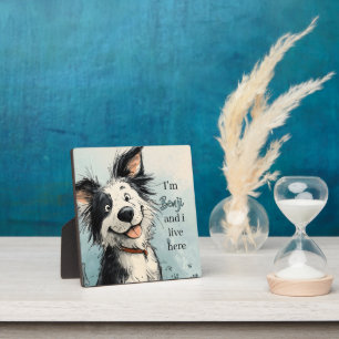Cute Smiling Dog Illustration with Custom Name Plaque