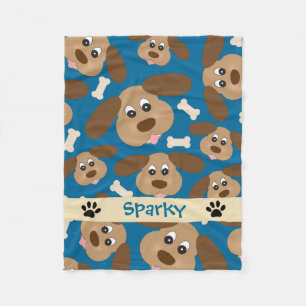 Cute Smiling Dog with Big Ears Personalized Fleece Blanket