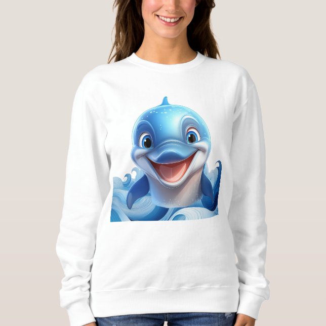 Cute smiling dolphin sweatshirt (Front)