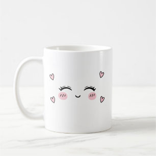 Cute Smiling Face Mug  Soft Heart Aesthetic