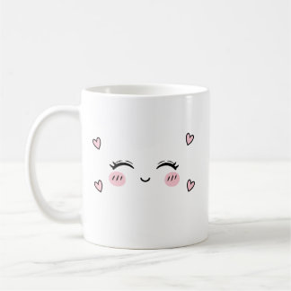 Cute Smiling Face Mug Soft Heart Aesthetic