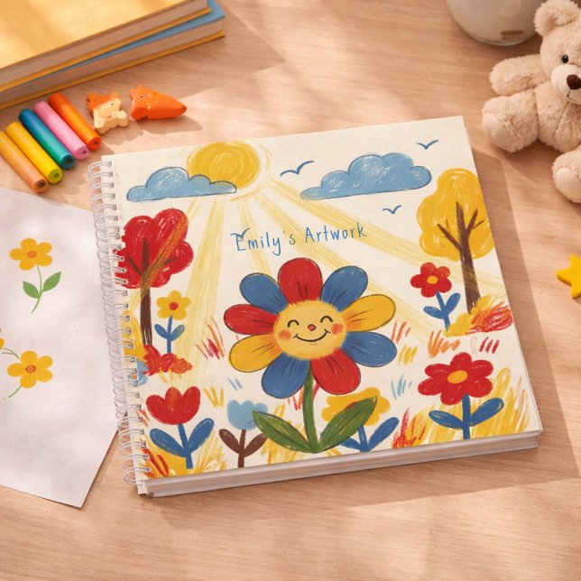 Cute Smiling Flower Kids Sketchbook Notebook (Creator Uploaded)