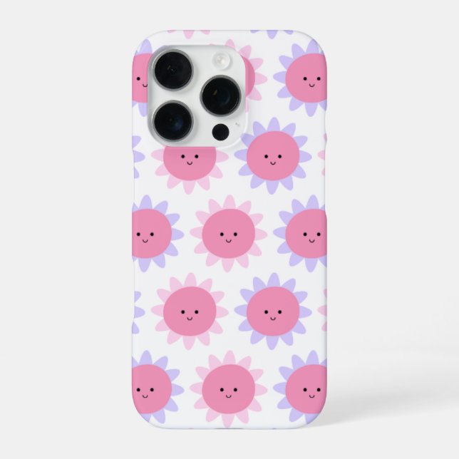cute smiling flower pattern iphone 16 case. case (Back)