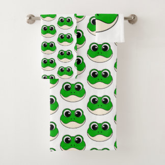 Cute Smiling Frog Bath Towel Set