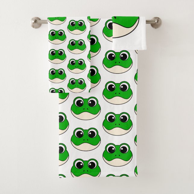 Cute Smiling Frog Bath Towel Set (Insitu)