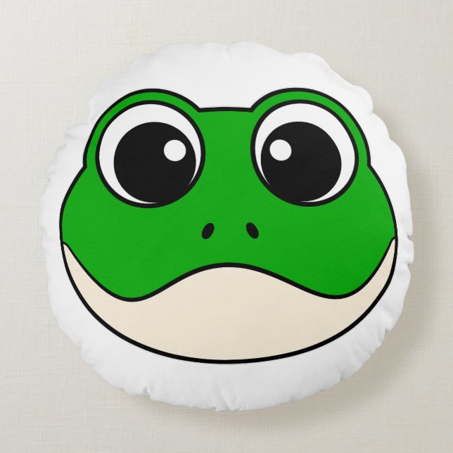 Cute Smiling Frog Round Pillow (Front)