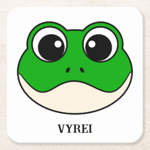 Cute Smiling Frog Square Paper Coaster