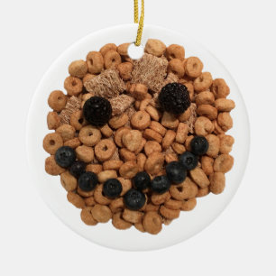 Cute Smiling Fruit and Cereal Face Ceramic Ornament