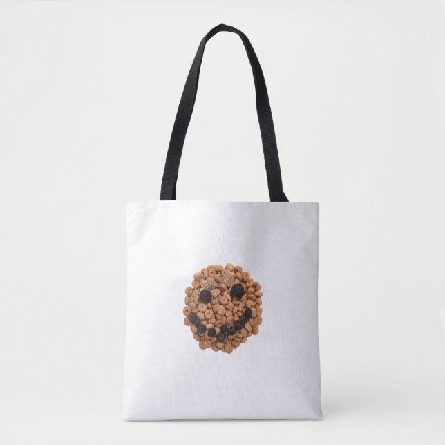 Cute Smiling Fruit and Cereal Face Tote Bag (Front)