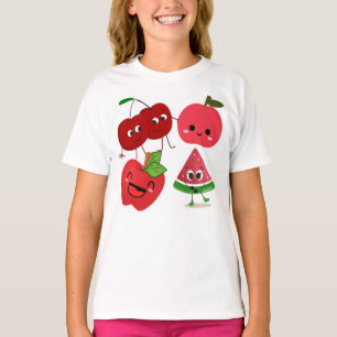 Cute Smiling Fruit Characters T-Shirt