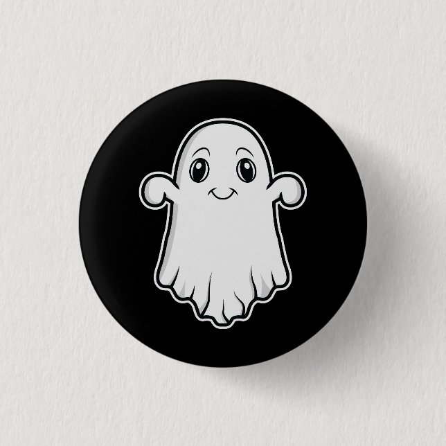 Cute Smiling Ghost Cartoon Illustration Halloween 1 Inch Round Button (Front)