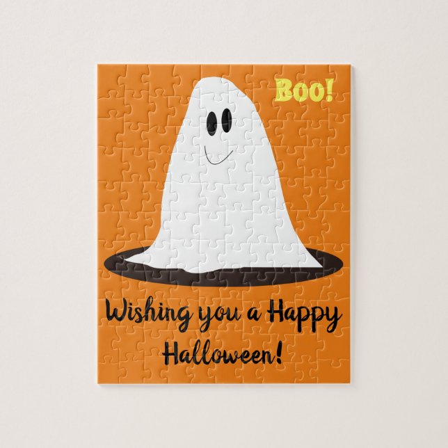 Cute Smiling Ghost Halloween Kids Puzzle (Vertical)
