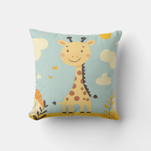 Cute Smiling Girafe Babu Nursery Home Decor  Throw Pillow