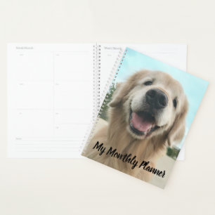 Cute Smiling Golden Retriever in Closeup Custom Planner