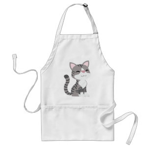 Cute Smiling Grey Tabby Cat Standard Apron